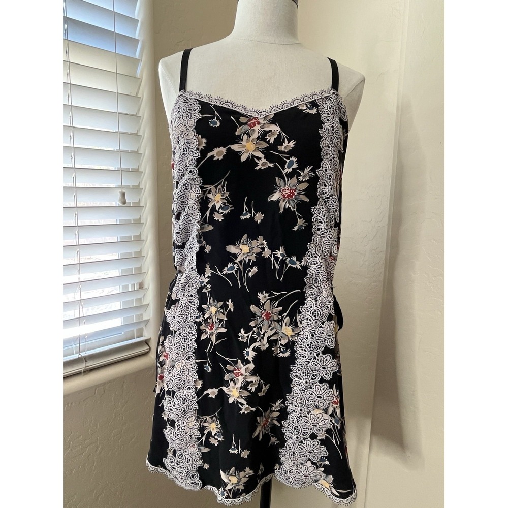 ANNA SUI Womens 4 Dress Silk Floral Side Tie Lace‎ Front Detail